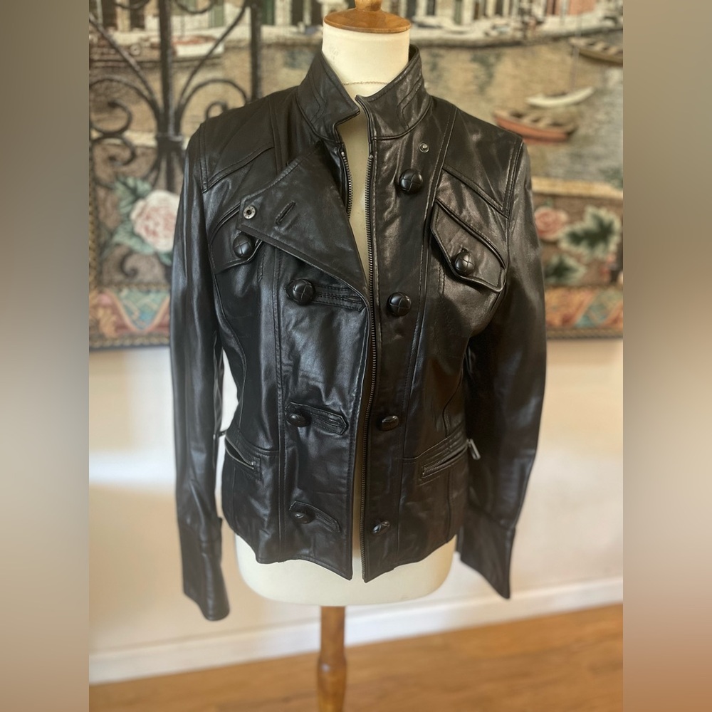 Womens Y2K Moto Jacket Genuine Leather Size M